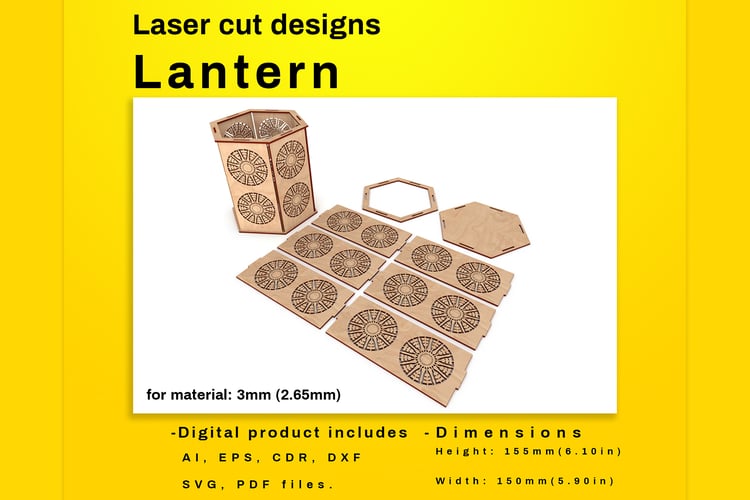 Laser Cut Decorative Lantern Design | Laser Cutting File | SVG File