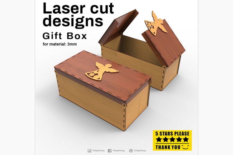 Laser Cut Angel Gift Box Design | Laser Cutting File | Digital File for Laser, Laser Cut, SVG
