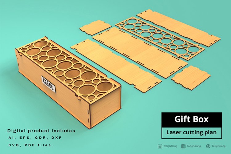 Gift Box | Geometric Pattern Box File | Laser Cutting File | Digital File for Laser, Laser Cut