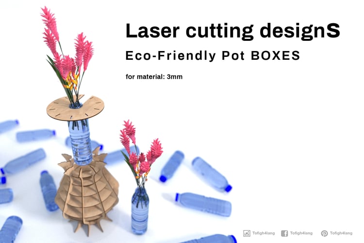 Eco-Friendly Laser Cut Pot Box Design | DIY Pot Holder | Digital File for Laser, Laser Cut, SVG file, Glowforge Crafts