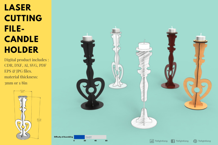 Laser Cut Candle Holder Design | Laser Cutting File | SVG File | Glowforge