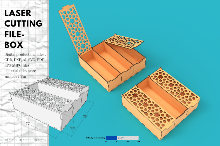 Gift Box | Serving Box Laser Cutting File | Digital File for Laser, Laser Cut, SVG File