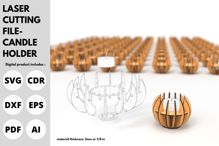 Laser Cut Candle Holder Design | Laser Cutting File | SVG File | Glowforge