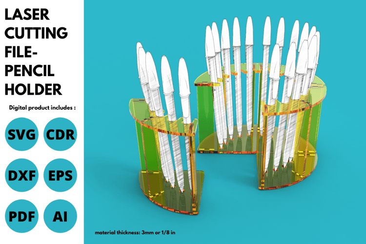 Pencil Holder or Pen Holder | Laser Cutting File | SVG File | Laser Cut