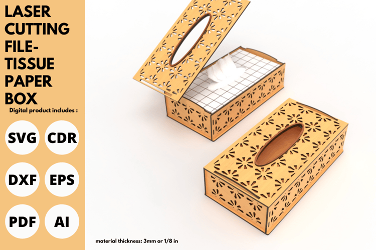 Laser Cut Tissue Paper Box Design | Laser Cutting Files | Laser Cut File