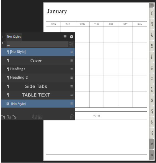 affinity publisher text styles example