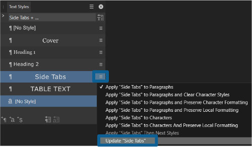 affinity publisher text style panel update