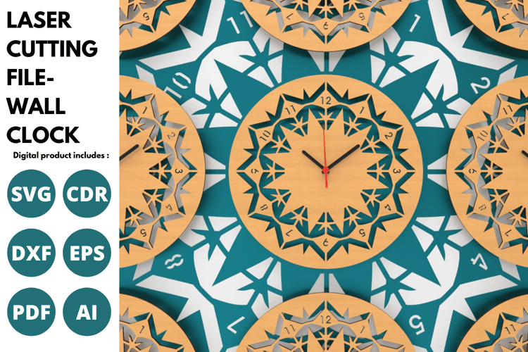 Wall Clock Laser Cut File | Laser Cutting File | Laser cut | SVG File