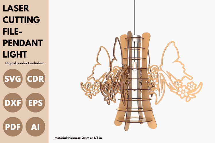 Butterfly Pendant Light Laser Cut | Laser Cutting File | SVG File