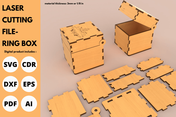 Laser Cut Ring Box | Valentine's & Weddings Laser Cutting File | Laser cut | SVG File