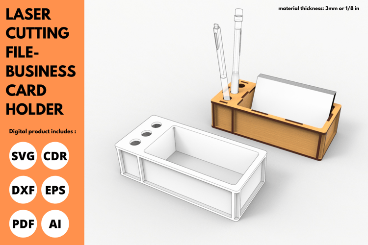 Card Holder Laser Cut | Desk Organizer | Pen Holder | Laser Cutting File | Laser cut | SVG File