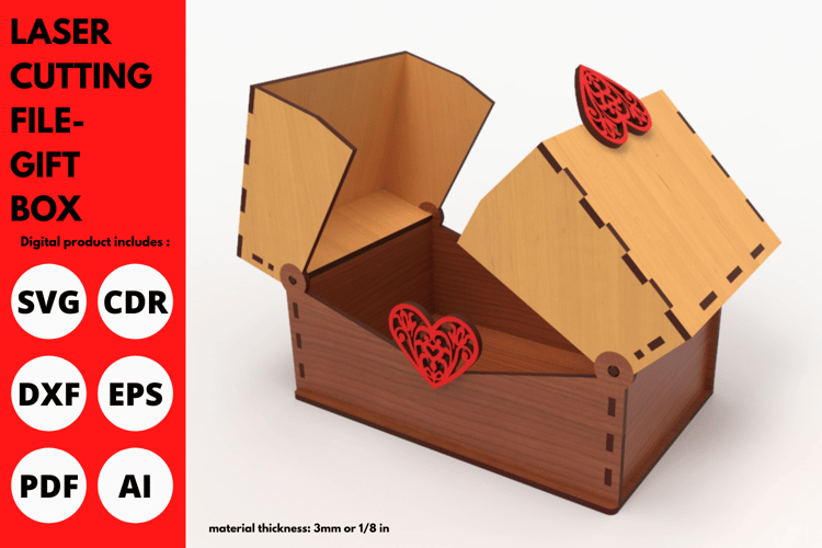 Laser Cut Gift Box | DIY Laser Cutting File | Valentines Day Box | Laser cut | SVG File