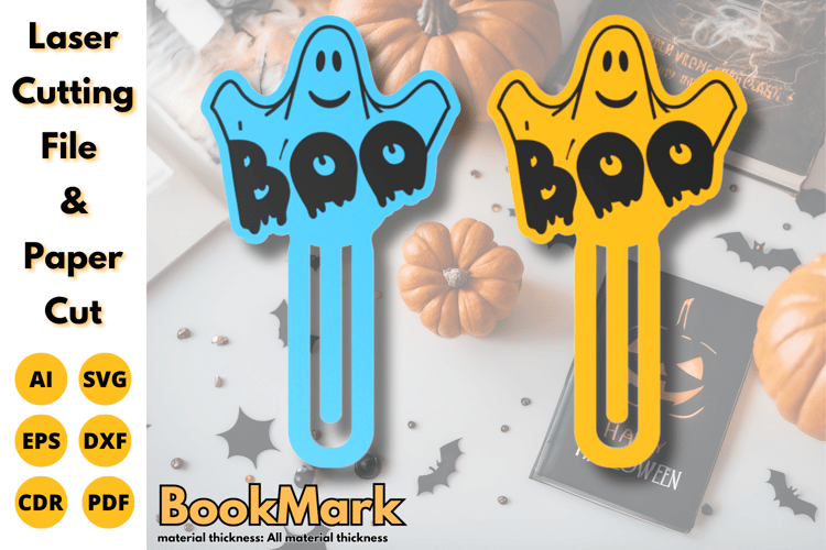 Boo Ghost Bookmark | Halloween Laser Cut File | SVG for Paper and Laser Cutting