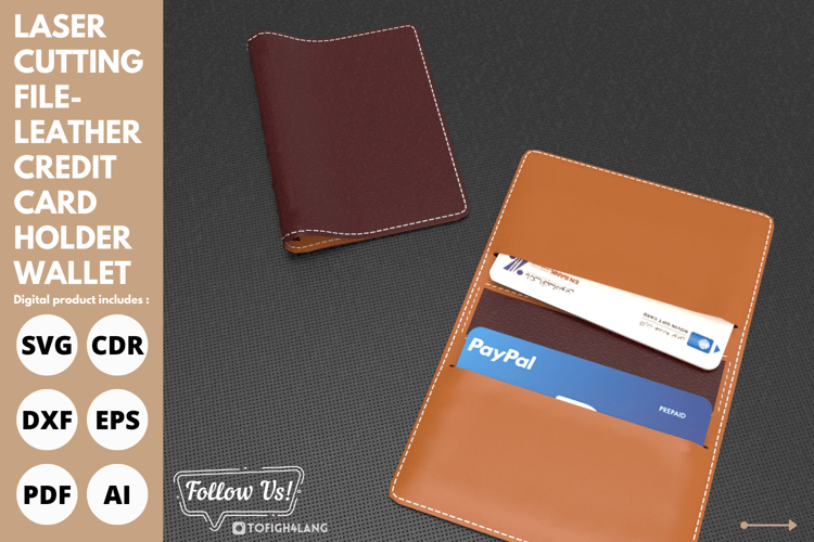 Leather Credit Card Holder Wallet | Minimalist Design Laser Cut File | SVG for Leather Cutting