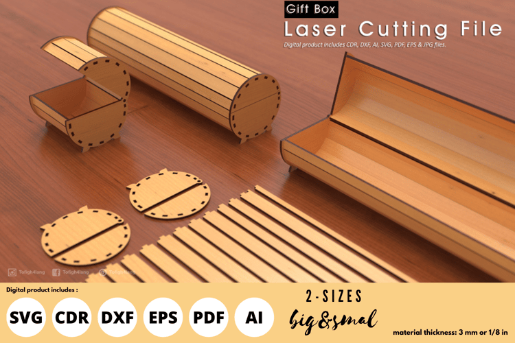 Circular Gift Box Laser Cut File | 2 Sizes SVG for Gift Packaging and Laser Cutting