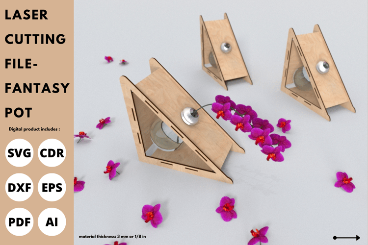 Fantasy Pot Laser Cut File | SVG for Unique Planter and Home Decor Projects