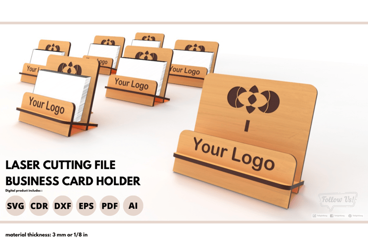 Business Card Holder Laser Cut File | SVG for Easy Assembling and Custom Logo Display