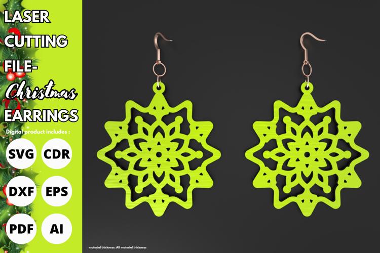 Christmas Snowflake Earrings | Laser Cut File | SVG for Festive Jewelry Designs