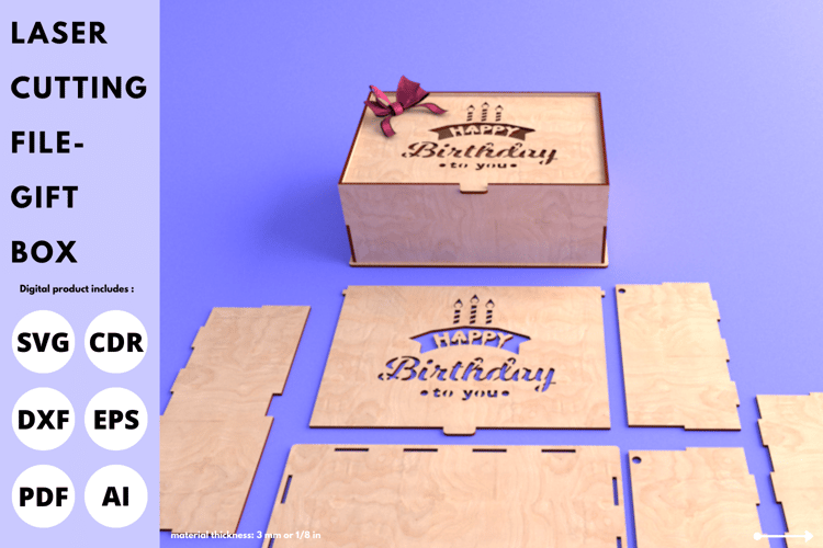 Happy Birthday Gift Box | Laser Cut File | Perfect for Birthday Celebrations