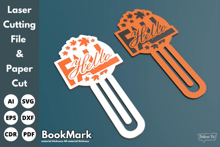 Hello Fall Bookmark Laser Cut File | Paper Cut | SVG File for All Laser Machines