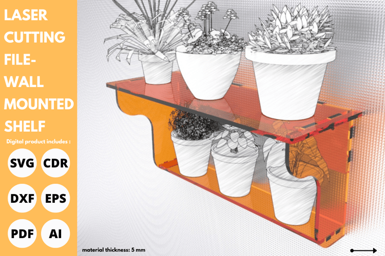 Wall Mounted Shelf Laser Cut File | Modern Shelf Design for Laser Cutting Projects