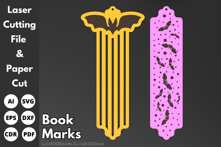 Halloween Bat and Star Bookmarks | Laser Cutting File | Halloween Bookmark SVG File