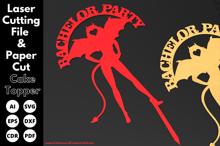 Bachelor Party Devil Cake Topper | Laser Cutting File | SVG | Laser Cut | Party Decor
