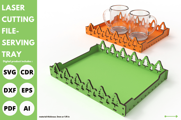 Christmas Tree Serving Tray | Laser Cutting File for Holiday Serving | SVG File