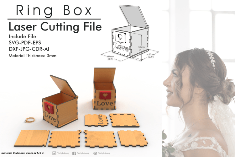 Ring Box | Laser Cutting File | Jewelry Box Design for Laser Cut Projects | SVG File