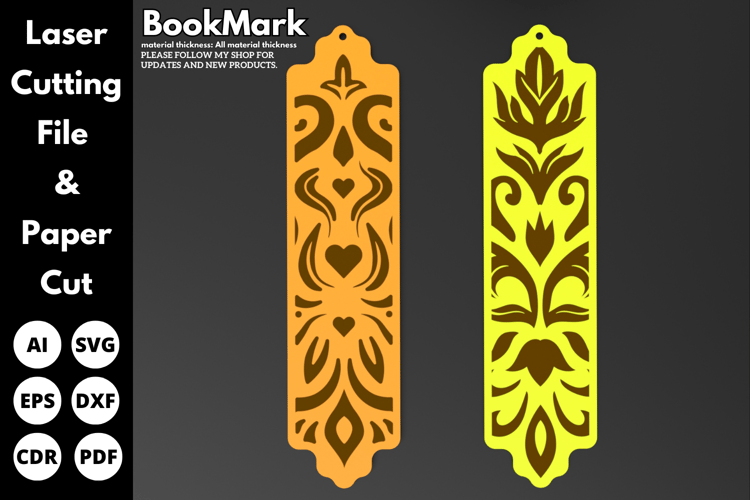 Vintage Floral Bookmark | Laser Cutting File | Bookmark Design for Laser Cut SVG File