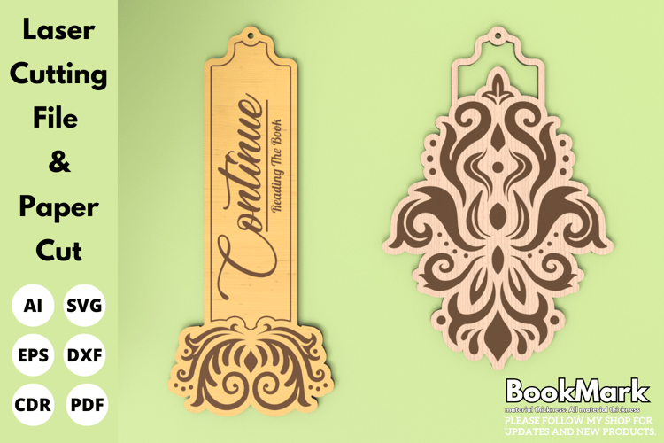 Vintage Floral Bookmark | Laser Cutting File | Bookmark Design for Laser Cut SVG File