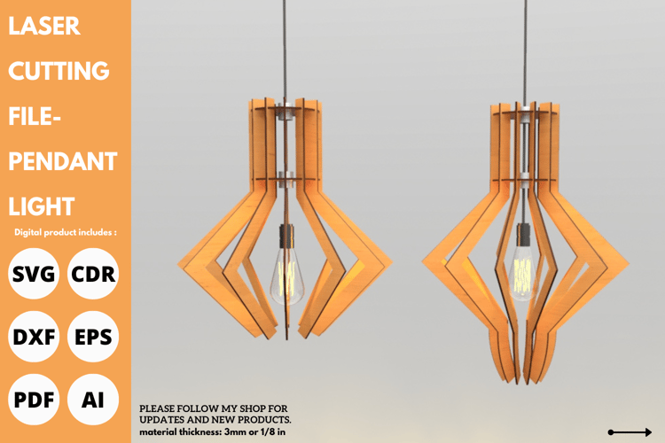 Pendant Light, Laser Cut File, Geometric Lamp Design, Laser Cutting File, SVG File
