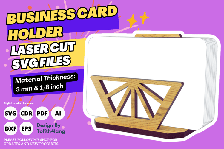 Business Card Holder | Laser Cutting File | Unique Card Stand SVG | Laser Cut File