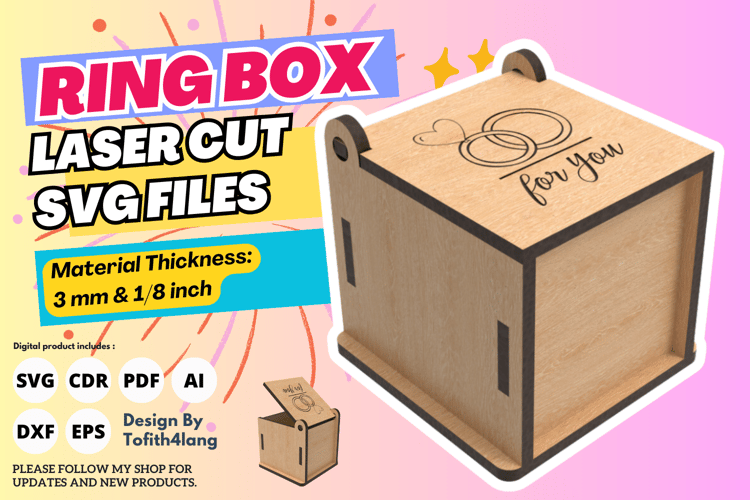 Ring Box | Laser Cutting File | Jewelry Box Design for Laser Cut Projects | SVG File
