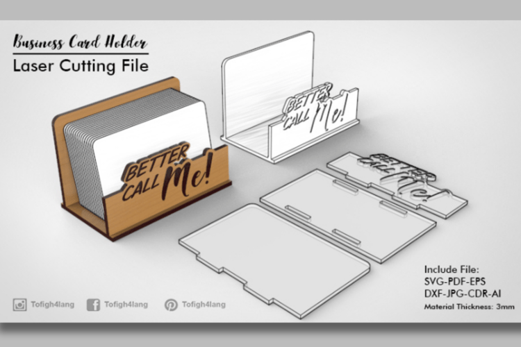 Business Card Holder | Laser Cutting File | Unique Card Stand SVG | Laser Cut File
