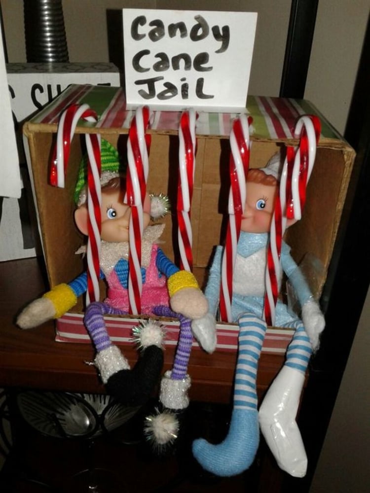 candy cane elf on the shelf