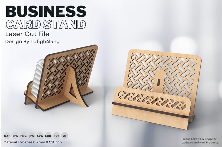 Business Card Stand | Laser Cut | SVG File | Digital Design | Laser Cutting File