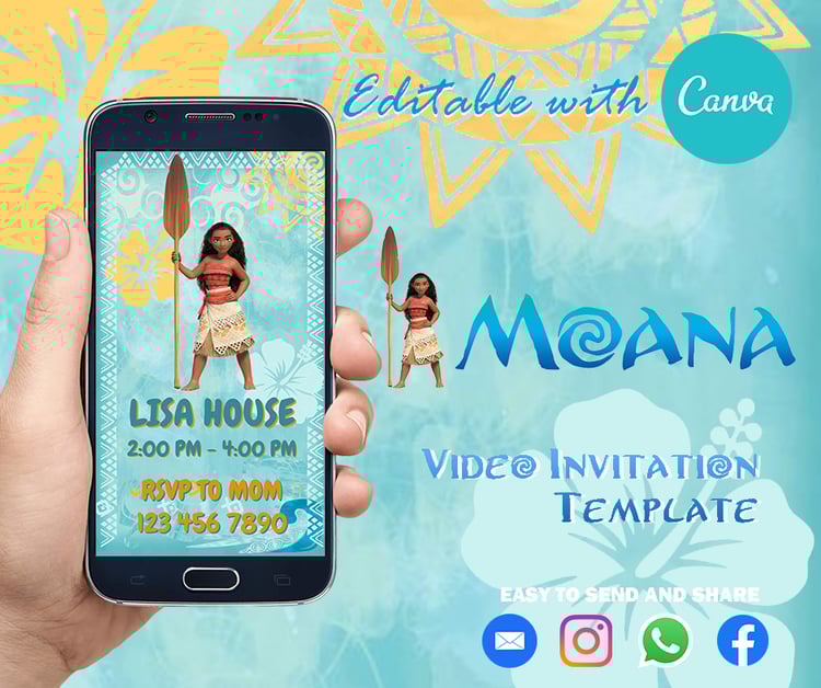 moana, moana2, canva, videoinvitaton, birtdhday moana,