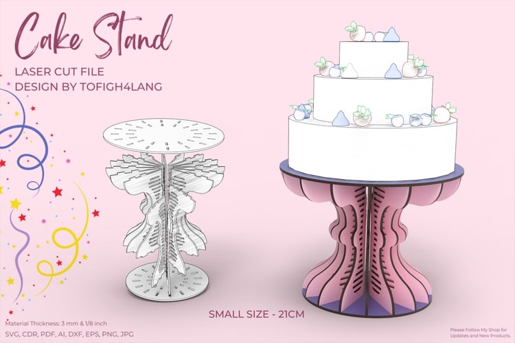 Cake Stand Laser Cut File | SVG File | Laser Cutting File | Wedding cake stand