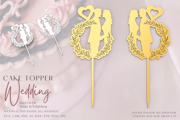 Wedding Silhouette Cake Topper | Laser Cut File | Romantic Decoration | Paper Craft