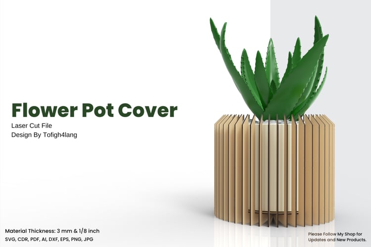 Modern Flower Pot Cover | Laser Cut Design File for Indoor Plants | Laser Cutting File