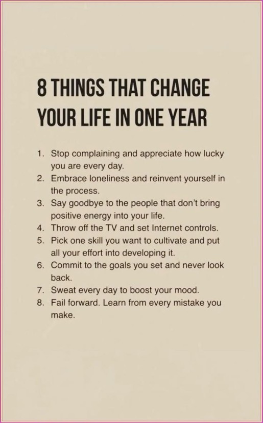 8 things that change your life in one year