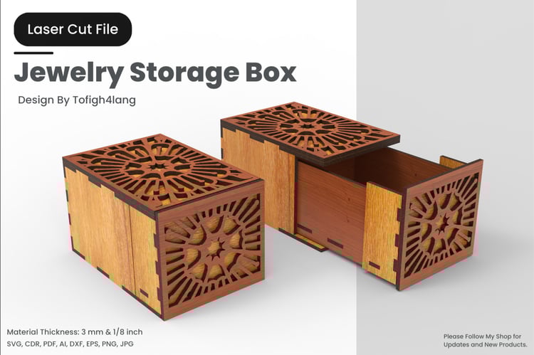 Jewelry Storage Box with Mandala Pattern | Laser Cut | Laser Cutting File | Jewelry Box