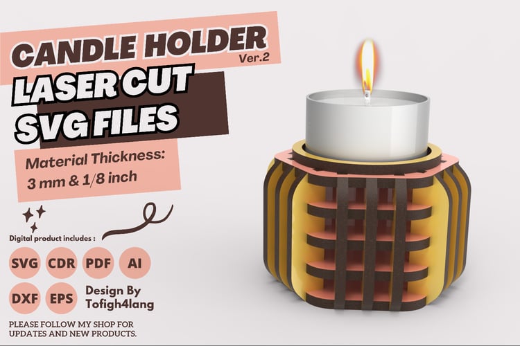 Hexagon Tealight Candle Holder | Laser Cut | SVG File | DIY Decor | Laser Cutting File | Ver2