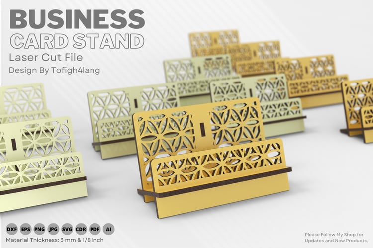 Business Card Stand | Laser Cut | SVG File | Digital Design | Laser Cutting File
