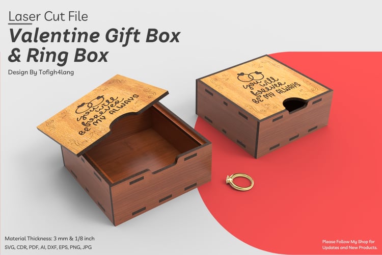 Valentine Gift & Ring Box | Laser Cut File | Romantic Keepsake Box for Special Gifts