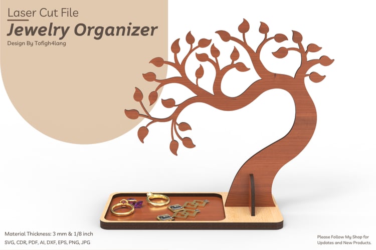 Bonsai Jewelry Organizer | Laser Cut File | Earring & Jewelry Display Tree Stand | SVG