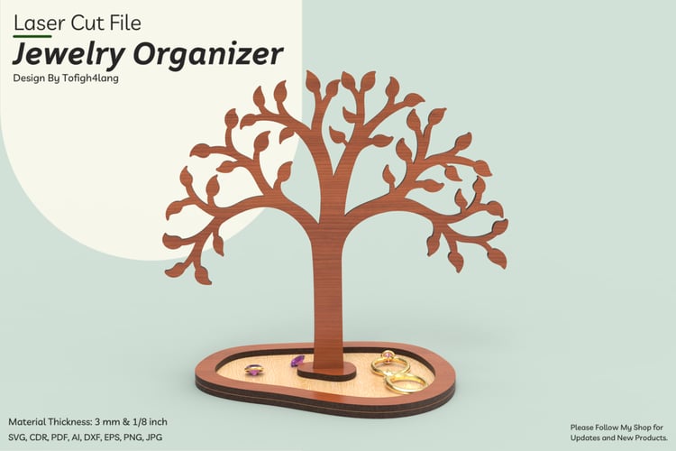 Tree Jewelry Display | Laser Cut File | Earring and Jewelry Organizer Stand