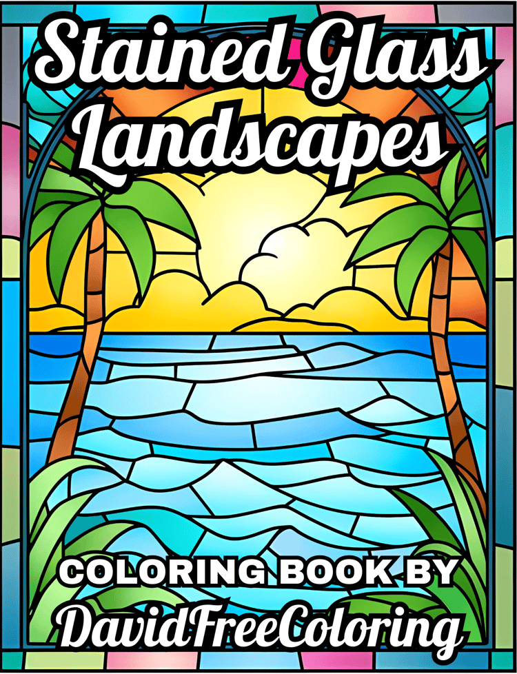 Stained Glass Landscapes Coloring Book is a coloring book for adults with 80 Landscapes images in Stained Glass look: beaches, forests, trees, lakes, mountains, and more. Have fun coloring them creatively, both through the download of PNG and PDF files. L