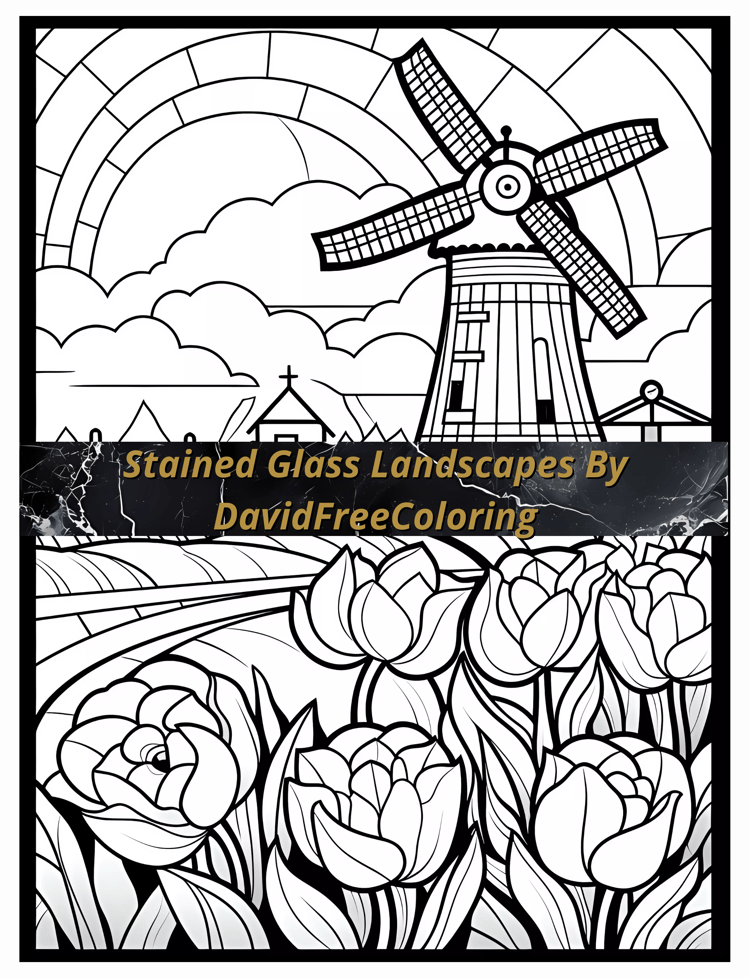 Stained Glass Landscapes Coloring Book is a coloring book for adults with 80 Landscapes images in Stained Glass look: beaches, forests, trees, lakes, mountains, and more. Have fun coloring them creatively, both through the download of PNG and PDF files. L